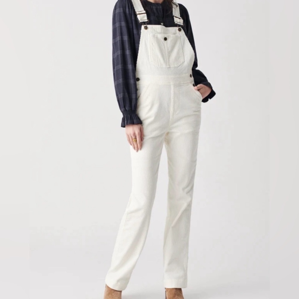 Faherty Women's Cream Corduroy Overalls